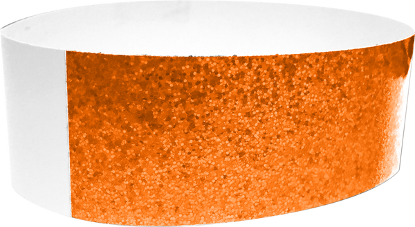 An Adhesive 1" X 10" Sparkle Solid Neon Orange wristband