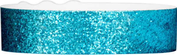 A Plastic 3/4" x 10" Straight Wave Sparkle Snapped Aqua wristband