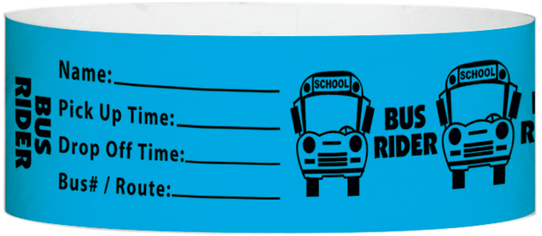 A Tyvek® 1" X 10" Bus Rider Light Blue wristband