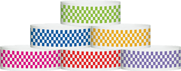 A Tyvek® 1" X 10" Checkerboard Wristbands