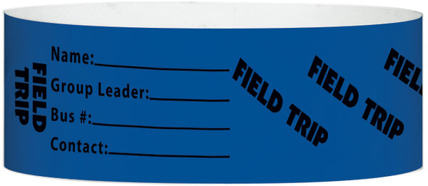 A Tyvek® 1" X 10" Field Trip Blue wristband