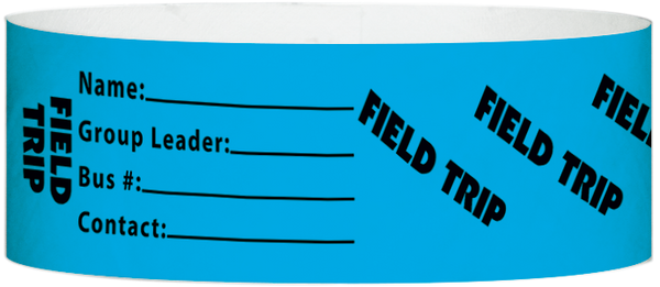 A Tyvek® 1" X 10" Field Trip Light Blue wristband