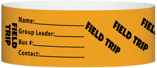 A Tyvek® 1" X 10" Field Trip Neon Orange wristband