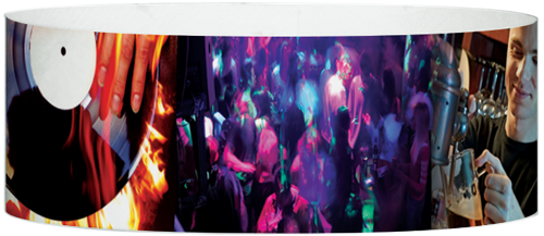 A Tyvek® 1" X 10" Night Club Multicolored wristband