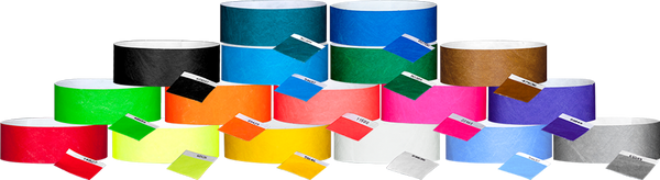 1" Tyvek® with stub solid 17 color wristbands