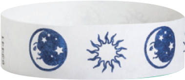 A Tyvek®  3/4" x 10" Sheeted Pattern Celestial Dark Blue wristband