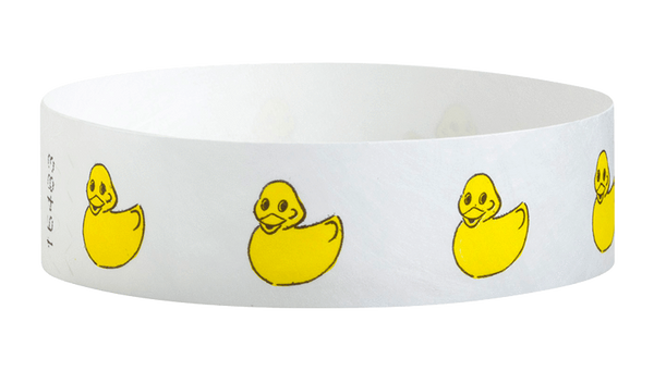 A Tyvek®  3/4" x 10" Sheeted Pattern Rubber Duckies Multicolored wristband