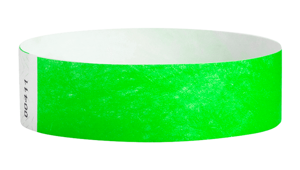 A Tyvek®  3/4" x 10" Sheeted Solid Neon Green wristband