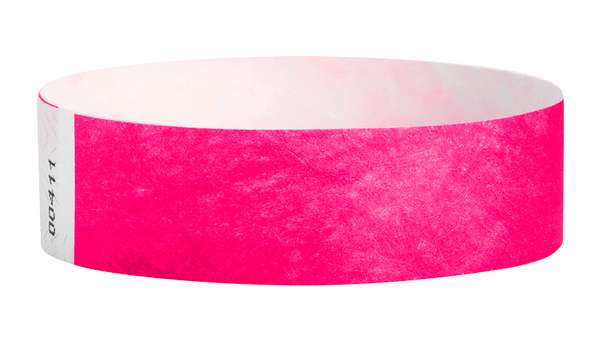 A Tyvek®  3/4" x 10" Sheeted Solid Neon Pink wristband