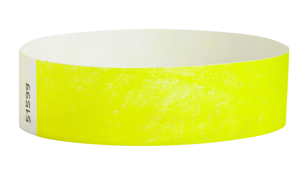 A Tyvek®  3/4" x 10" Sheeted Solid Neon Yellow wristband