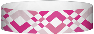 A Tyvek® 3/4" X 10" Argyle Pink wristband