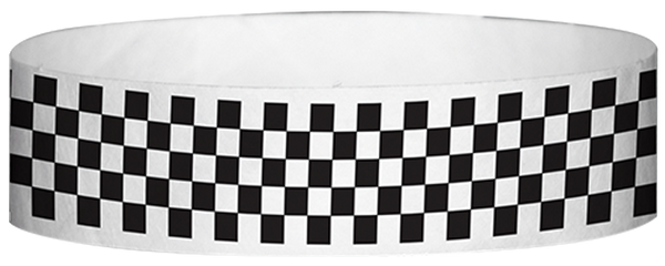 A Tyvek® 3/4" X 10" Checkerboard Black wristband