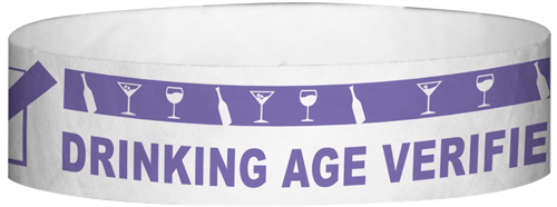 A Tyvek® 3/4" X 10" DAV Drinking Age Verfication Purple wristband