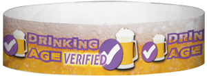 A Tyvek® 3/4" X 10" Drinking Age Verified Beer Glass Purple wristband