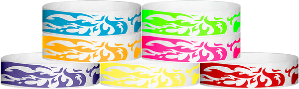 A Tyvek® 3/4" X 10" Flames Pattern wristband