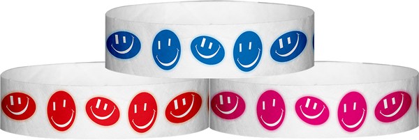 Tyvek® 3/4" x 10" Happy Face Glow pattern wristbands