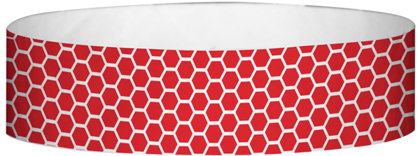 A Tyvek® 3/4" X 10" Honeycomb Red wristband