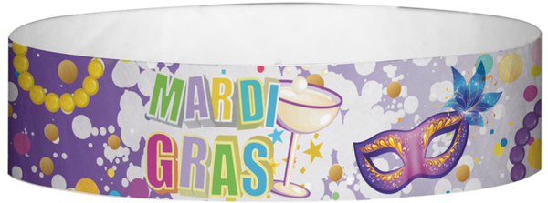 A Tyvek® 3/4" X 10" Mardi Gras Martini Glass Multicolored wristband