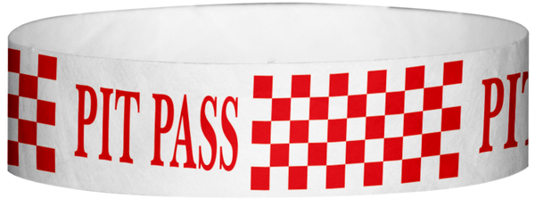 A Tyvek® 3/4" X 10" Pitt Pass Checker Red wristband