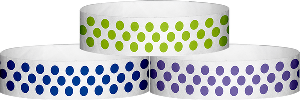 A Tyvek® 3/4" X 10" Polka Dot wristband