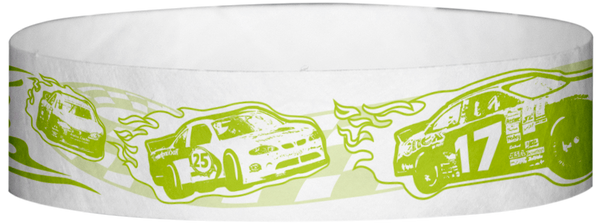 A Tyvek® 3/4" X 10" Race Track Neon Lime wristband