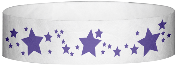 A Tyvek® 3/4" X 10" Stars Purple wristband