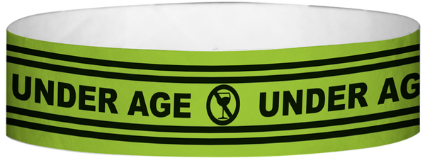 A Tyvek® 3/4" X 10" Underage Wristband