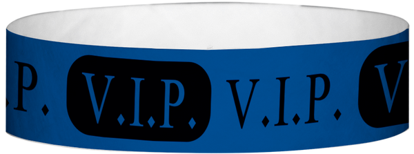 A Tyvek® 3/4" X 10" VIP Blue wristband