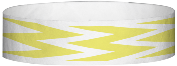 A Tyvek® 3/4" X 10" Zig Zagg Yellow Glow wristband