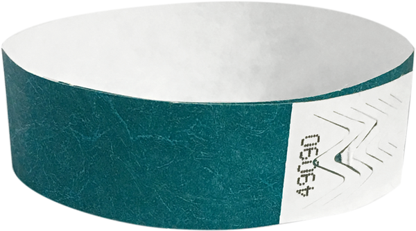 A 3/4" Tyvek® litter free solid Aqua wristband