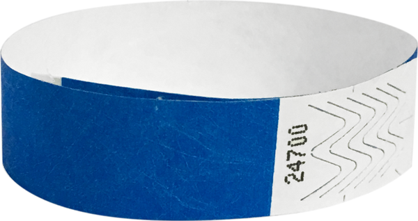 A Tyvek® 3/4" solid Blue wristband