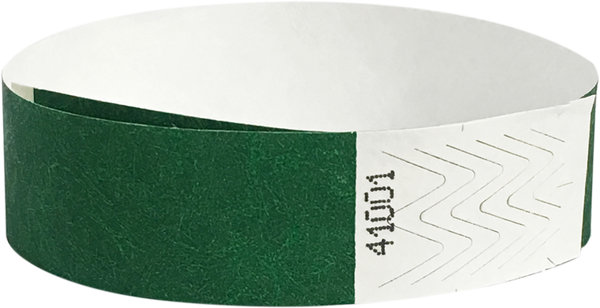 A 3/4" Tyvek® litter free solid Green wristband