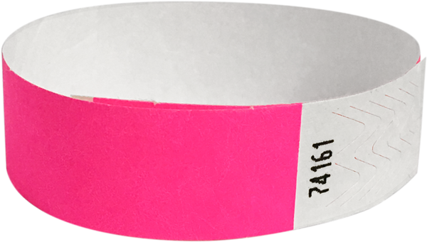 A Tyvek® 3/4" solid Neon Pink wristband