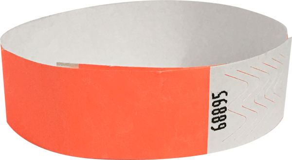 A 3/4" Tyvek® litter free solid Neon Sunfire wristband