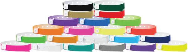 A Vinyl 1/2" x 11 1/2" 1-Stub Snapped Solid Wristbands