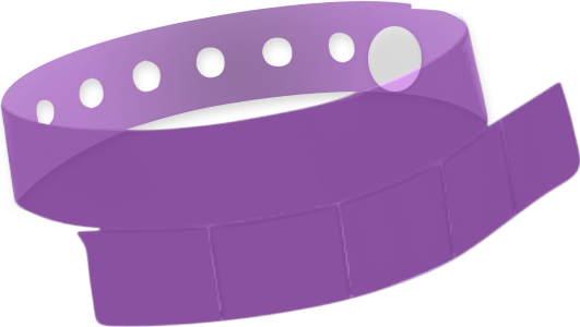 A Vinyl 1 1/4" x 9 1/4" Slim 5-Stub Snapped Solid Edge Glow Purple wristband