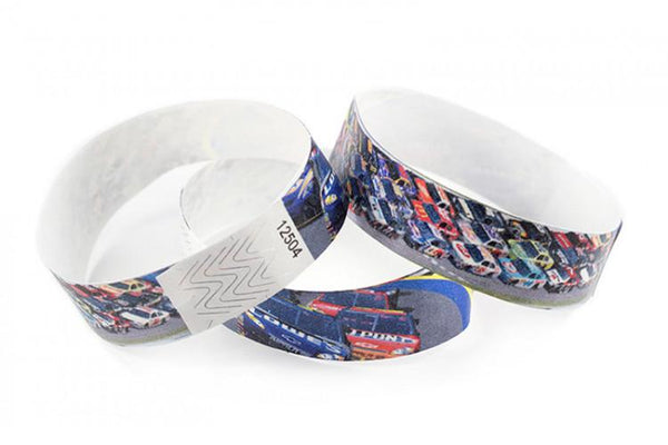 A Tyvek® 3/4" X 10" Race Track Checker Multicolored wristband